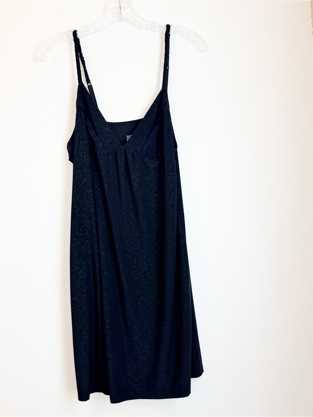 Gilligan & O’Malley Black and Grey Slip Nighty with Subtle Jacquard Pattern